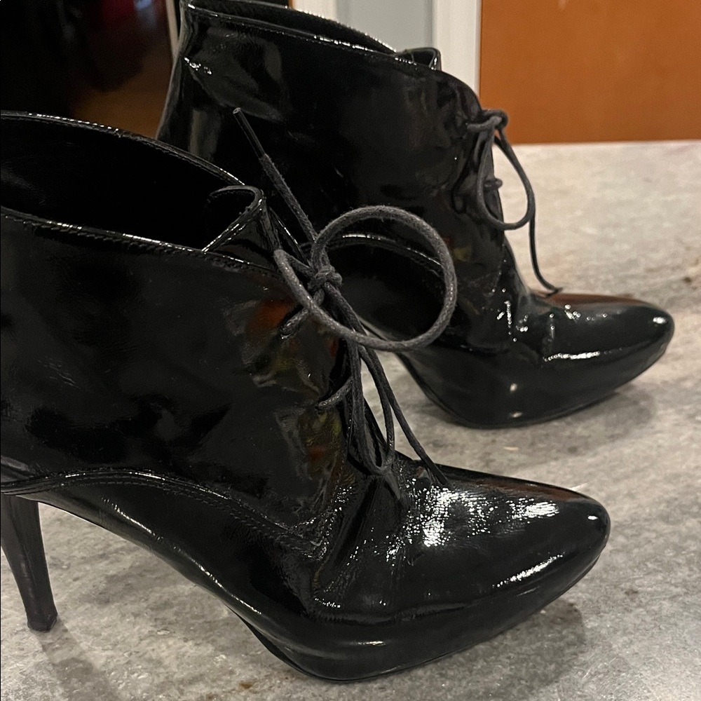 Merlin Black Patent Leather Ankle Boots - Picture 2 of 8